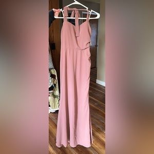 Beautiful blush colored long formal dress, nwt, sheer looks stunning size small
